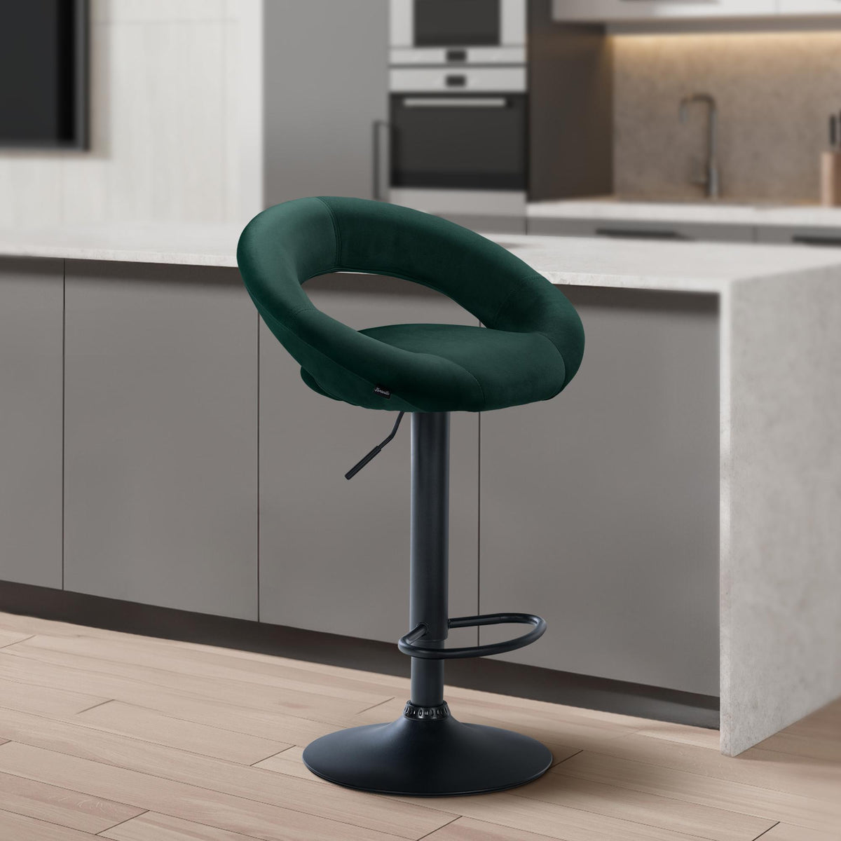 Barhocker Olinda Samt schwarz – Ansicht 3