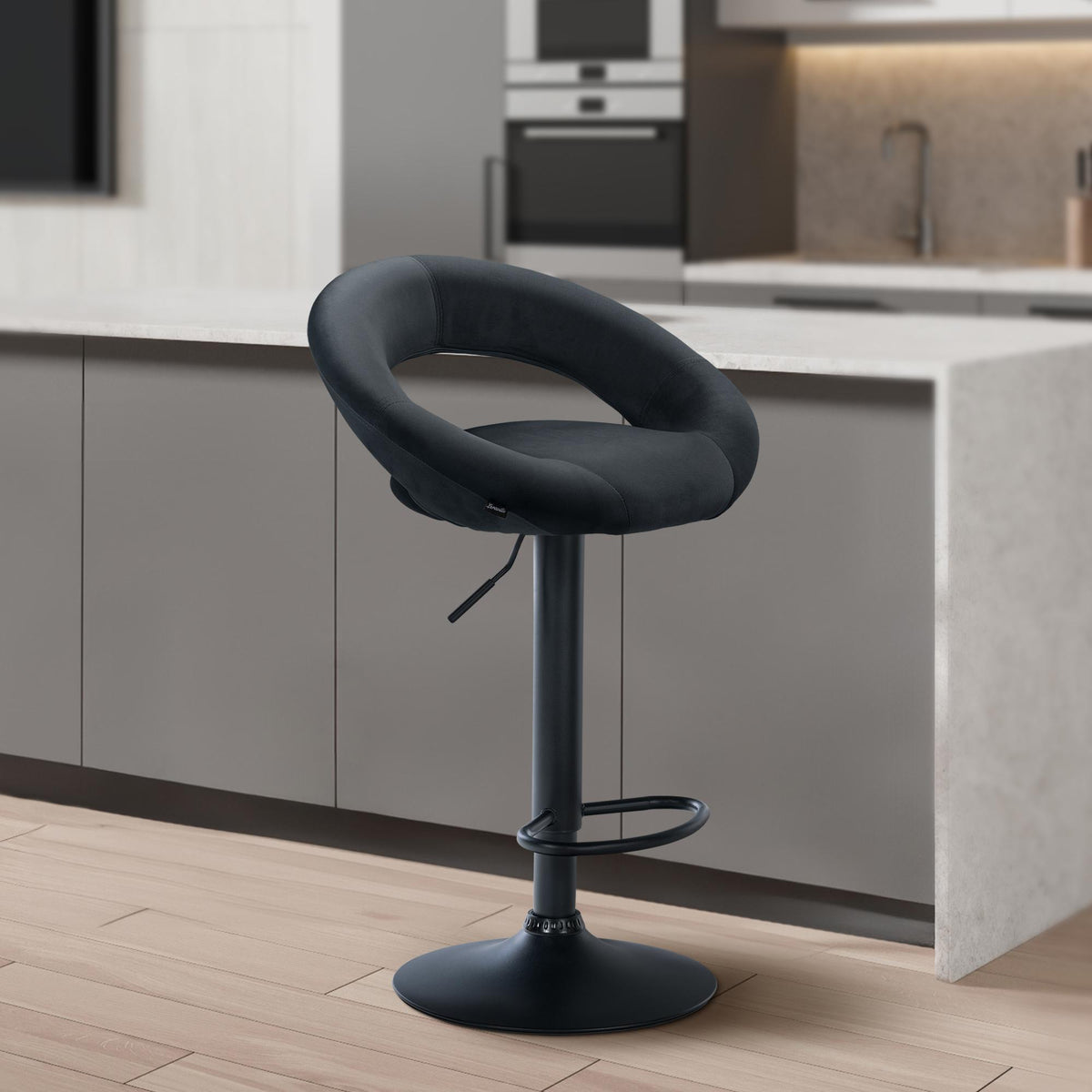Barhocker Olinda Samt schwarz – Ansicht 17