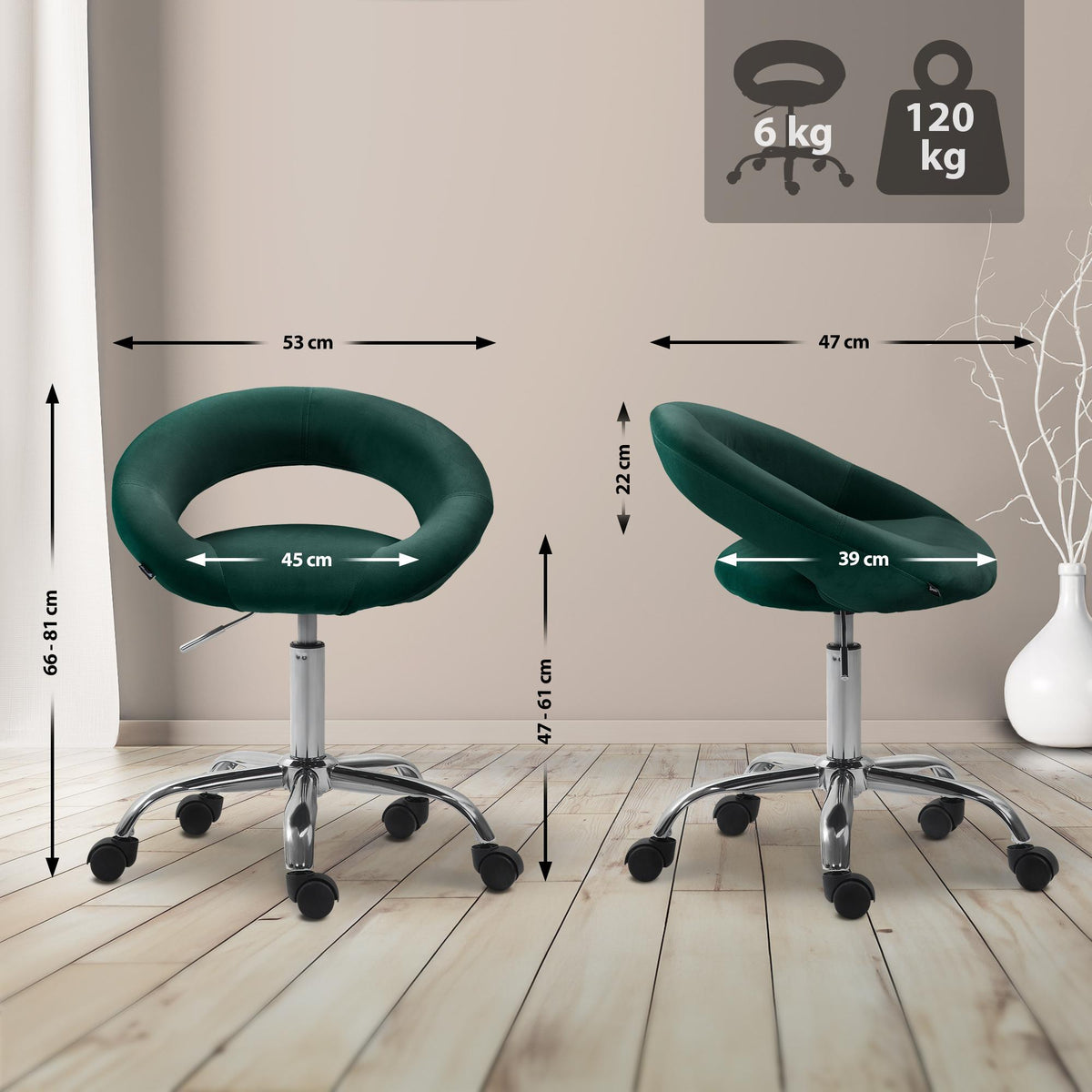 Arbeitshocker Olinda Samt – Ansicht 9