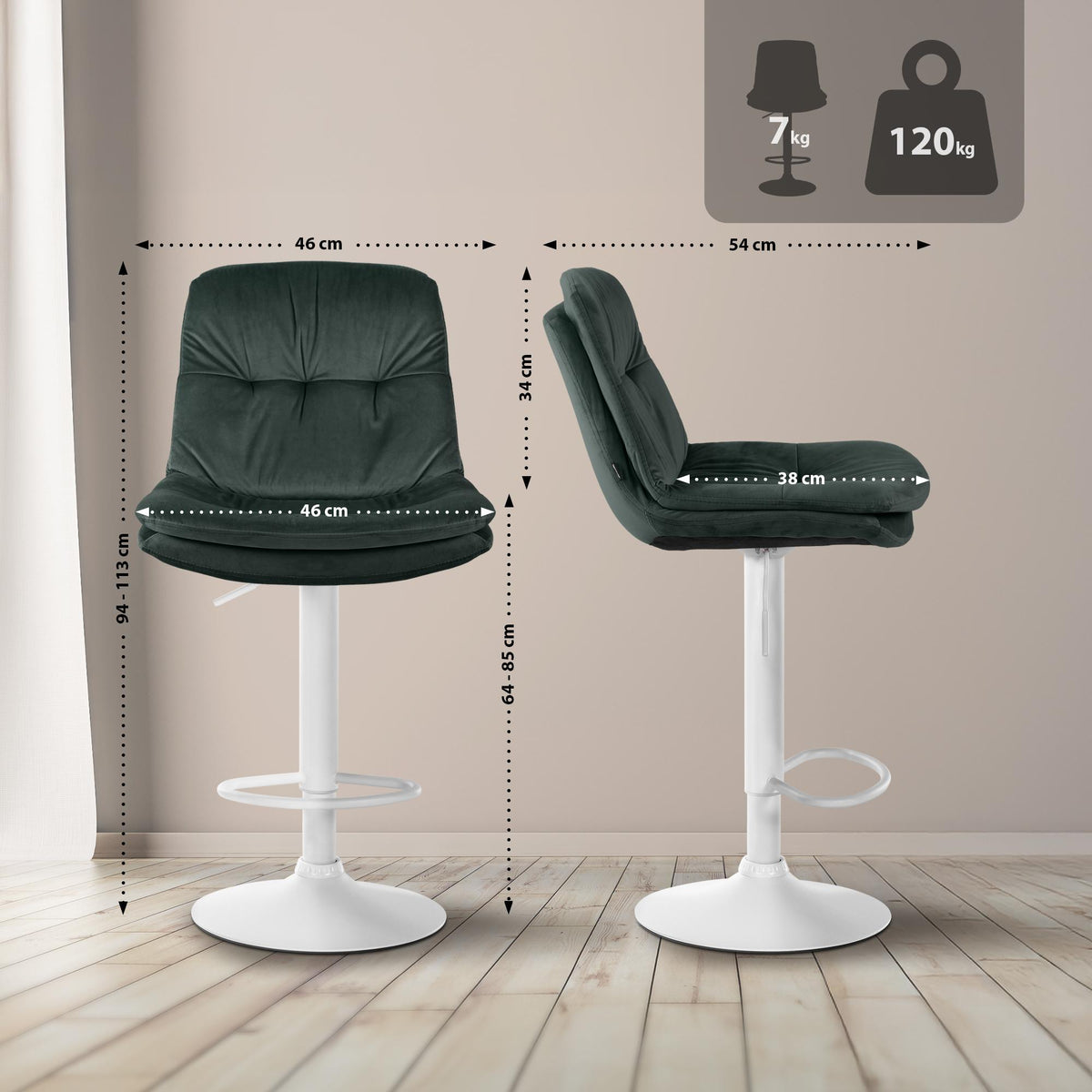 Barhocker Laurel Samt weiß – Ansicht 10