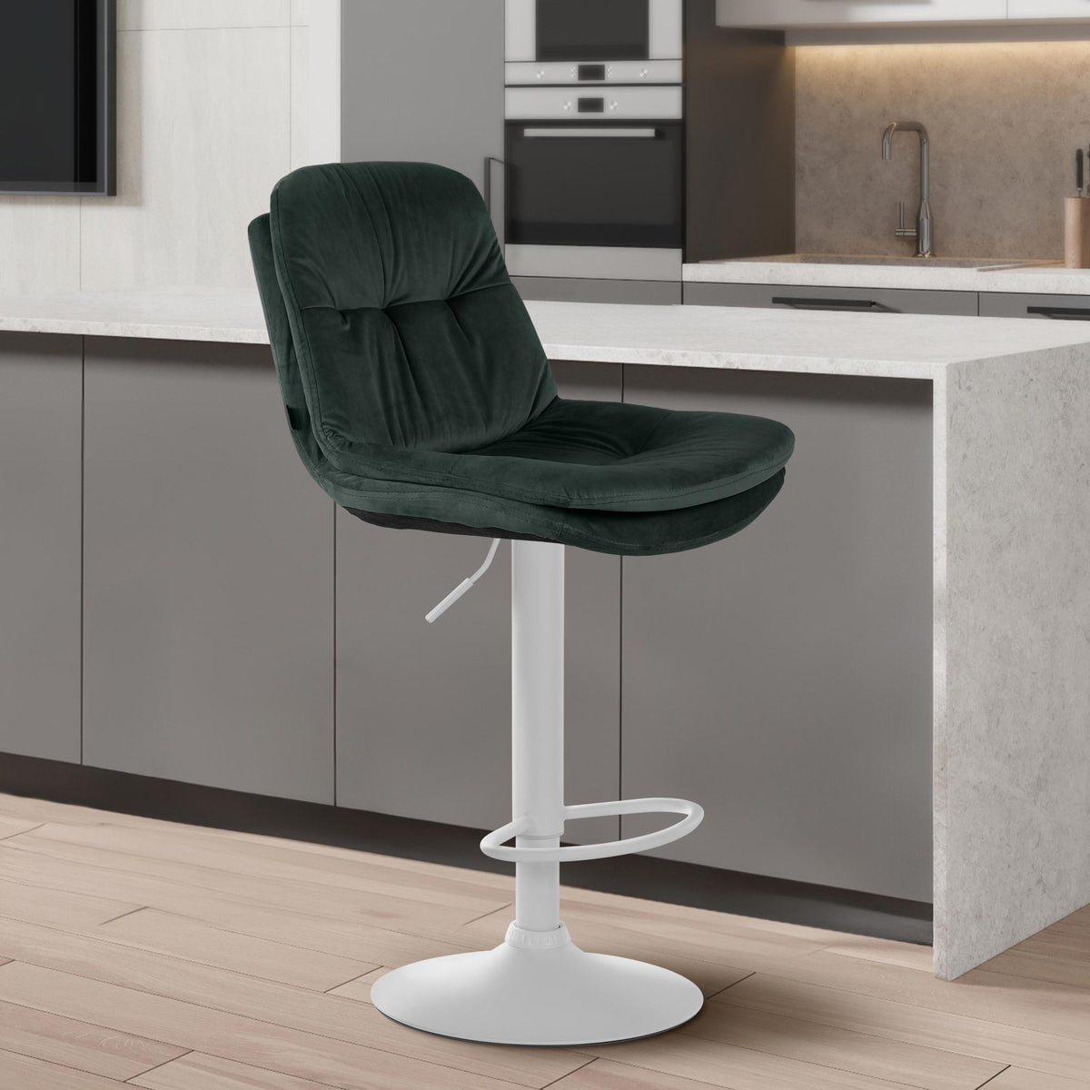 Barhocker Laurel Samt weiß – Ansicht 9
