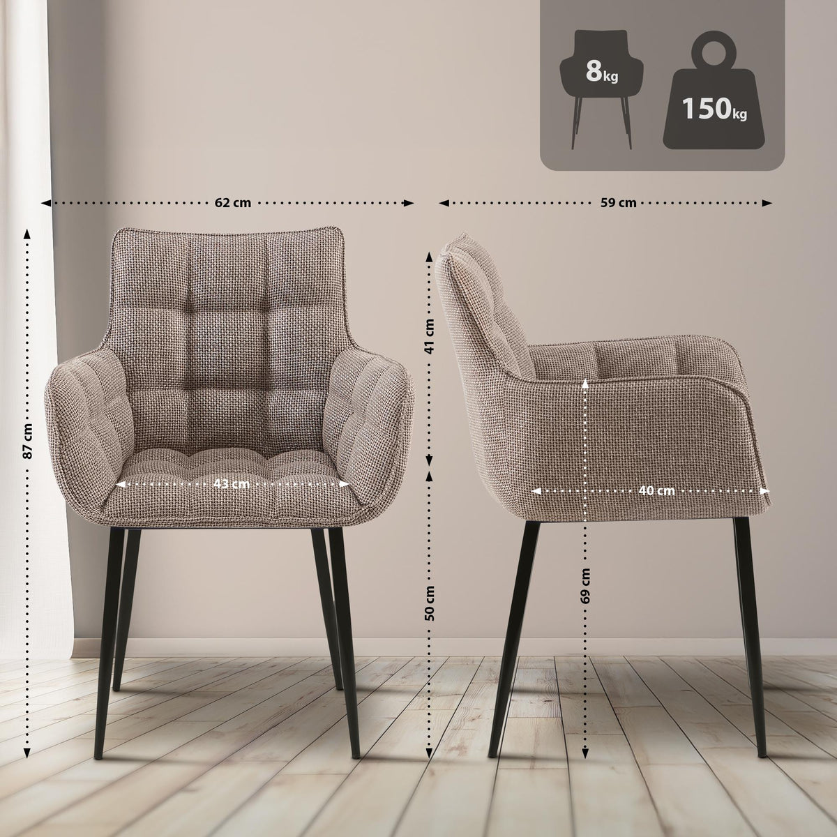 Stuhl Tirana Stoff schwarz – Ansicht 9