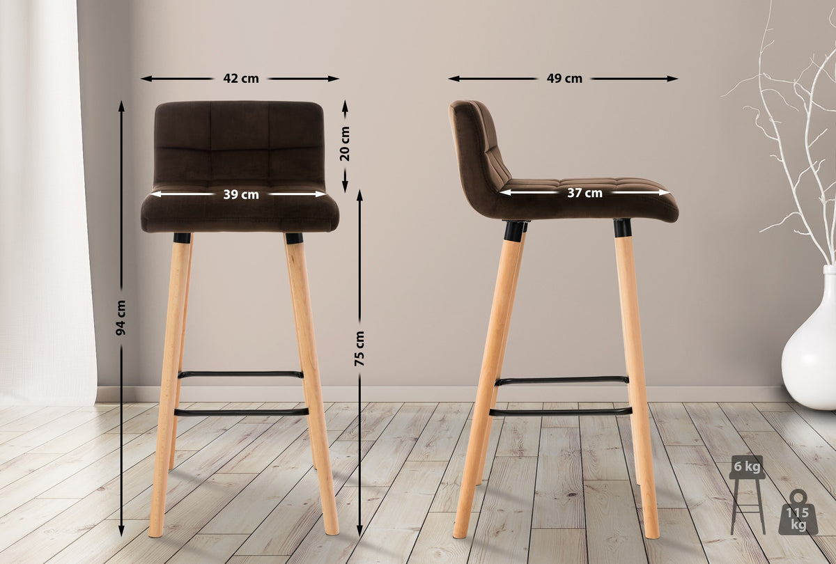 2er Set Barhocker Lincoln Samt – Ansicht 2