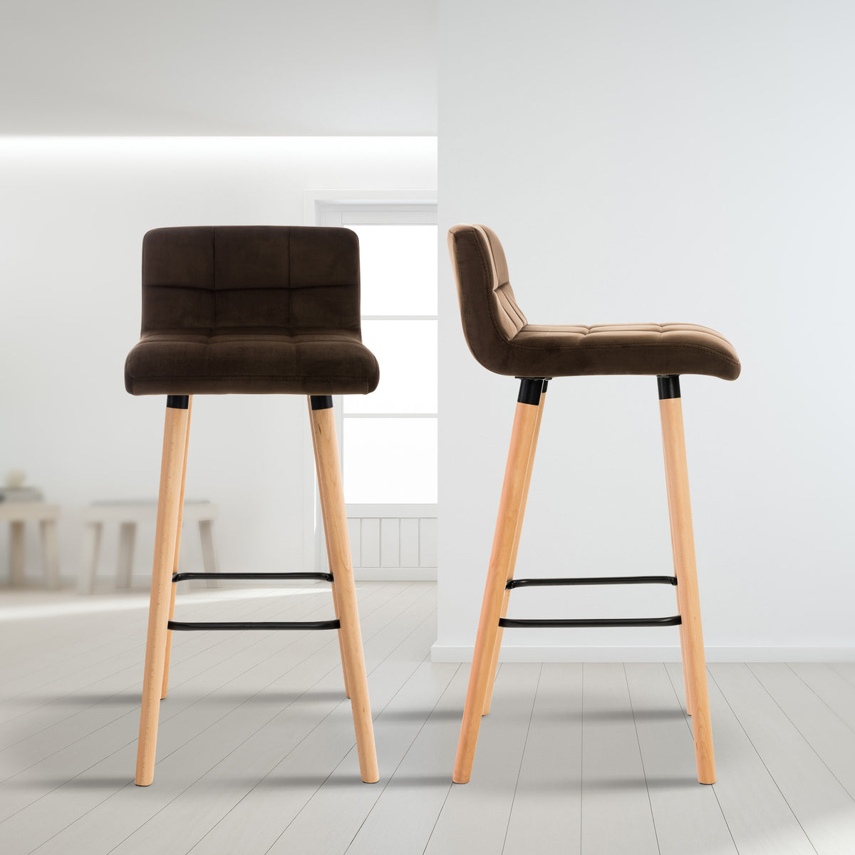 2er Set Barhocker Lincoln Samt – Ansicht 3