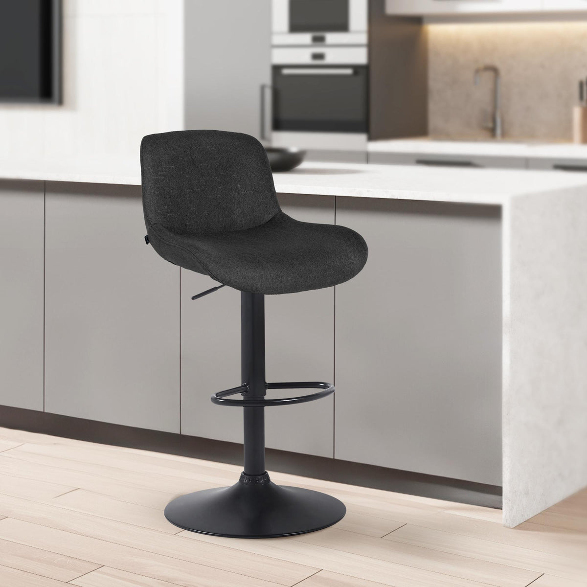 Barhocker Solon Schwarz Stoff – Ansicht 3