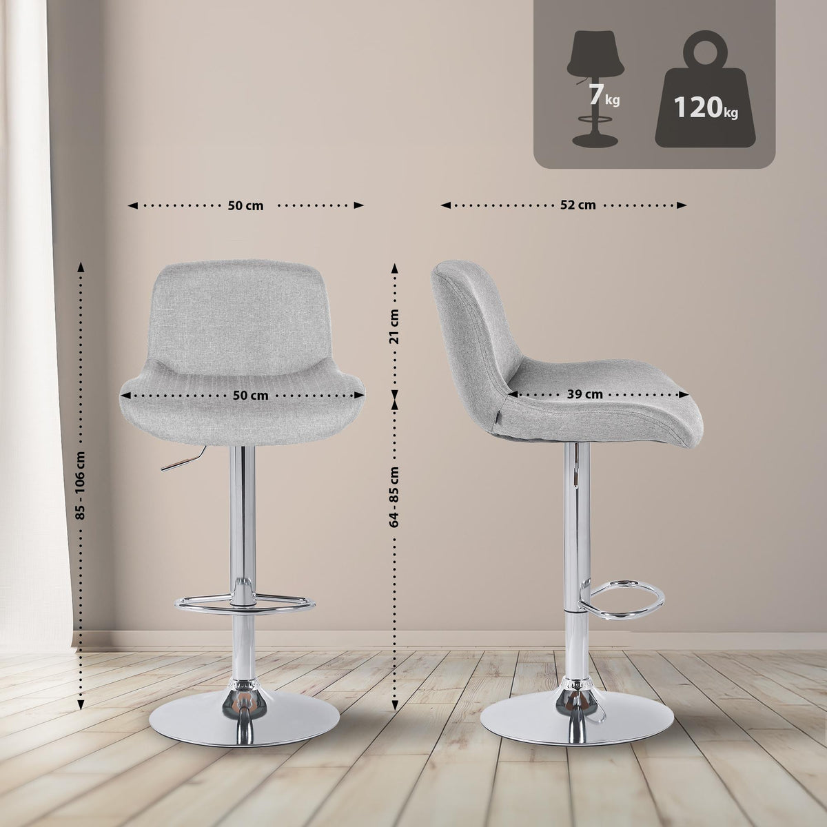 Barhocker Solon Chrom Stoff – Ansicht 16