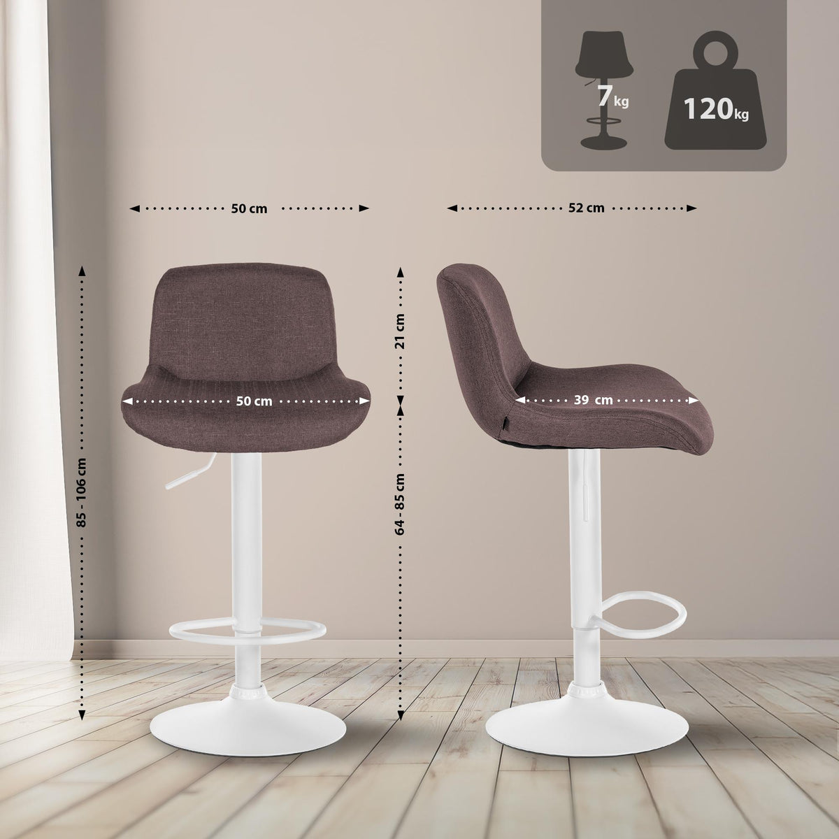 Barhocker Solon Weiß Stoff – Ansicht 2