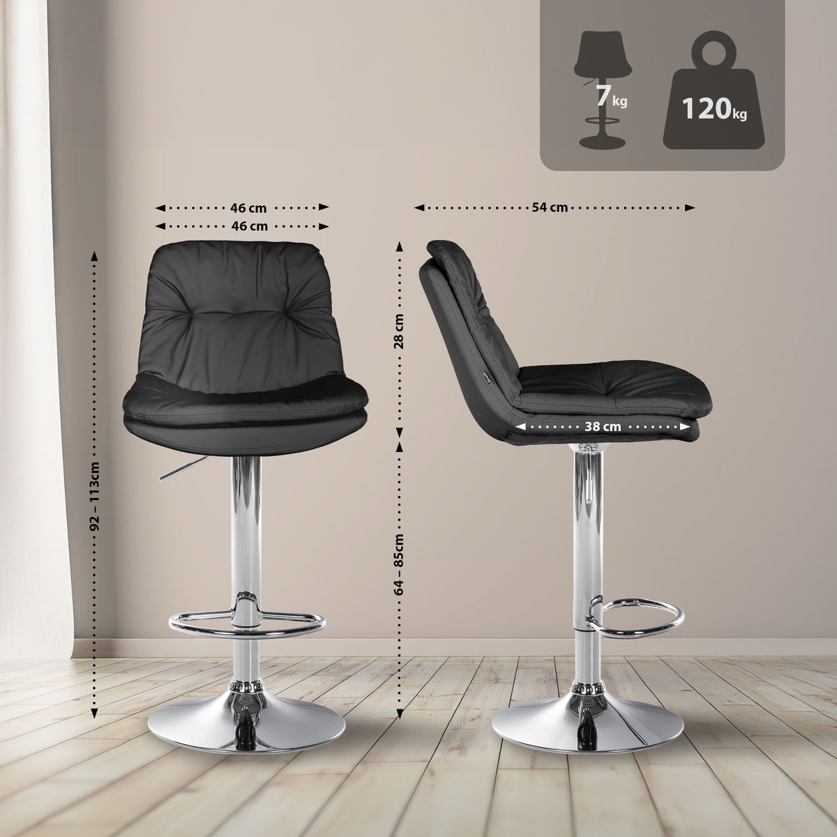 Barhocker Laurel Kunstleder chrom – Ansicht 2