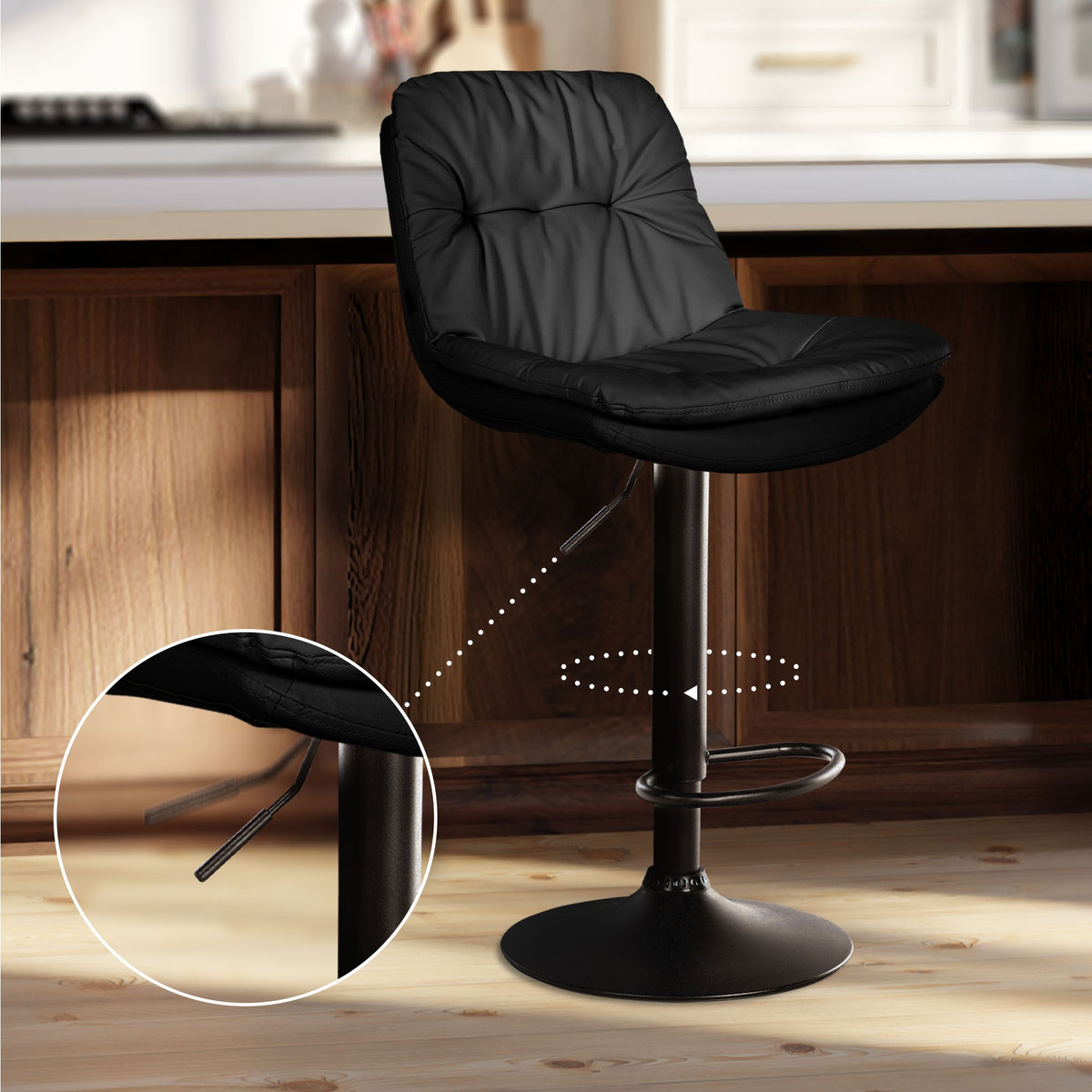 Barhocker Laurel Kunstleder schwarz – Ansicht 4
