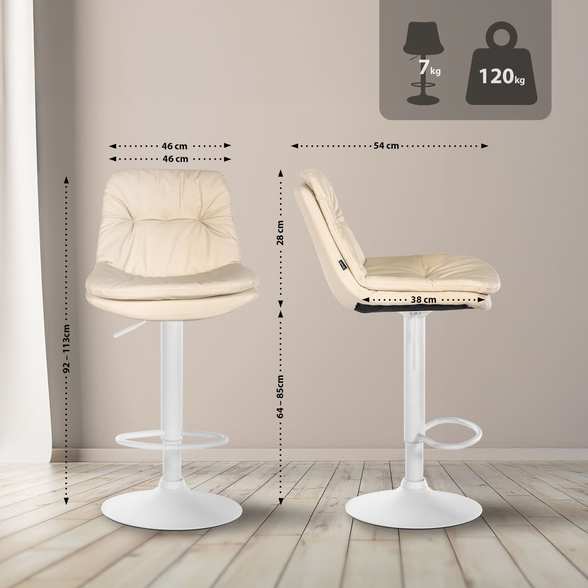 Barhocker Laurel Kunstleder weiß – Ansicht 16