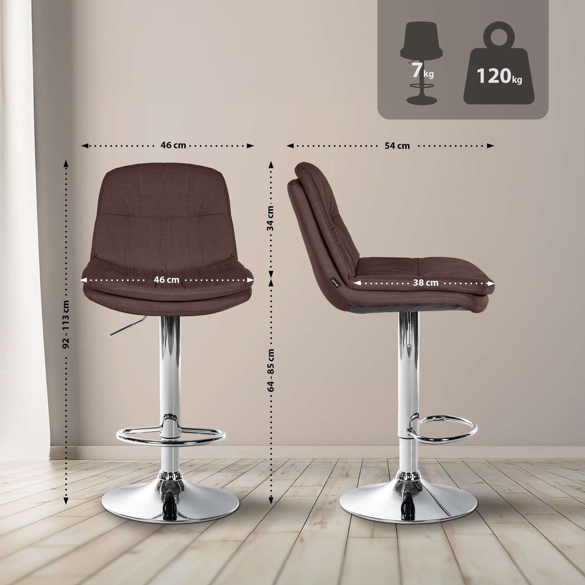 Barhocker Laurel Stoff chrom – Ansicht 16