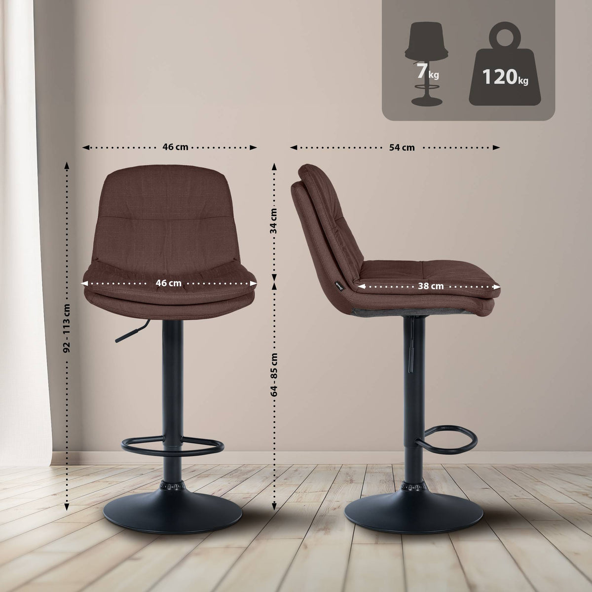 Barhocker Laurel Stoff schwarz – Ansicht 16