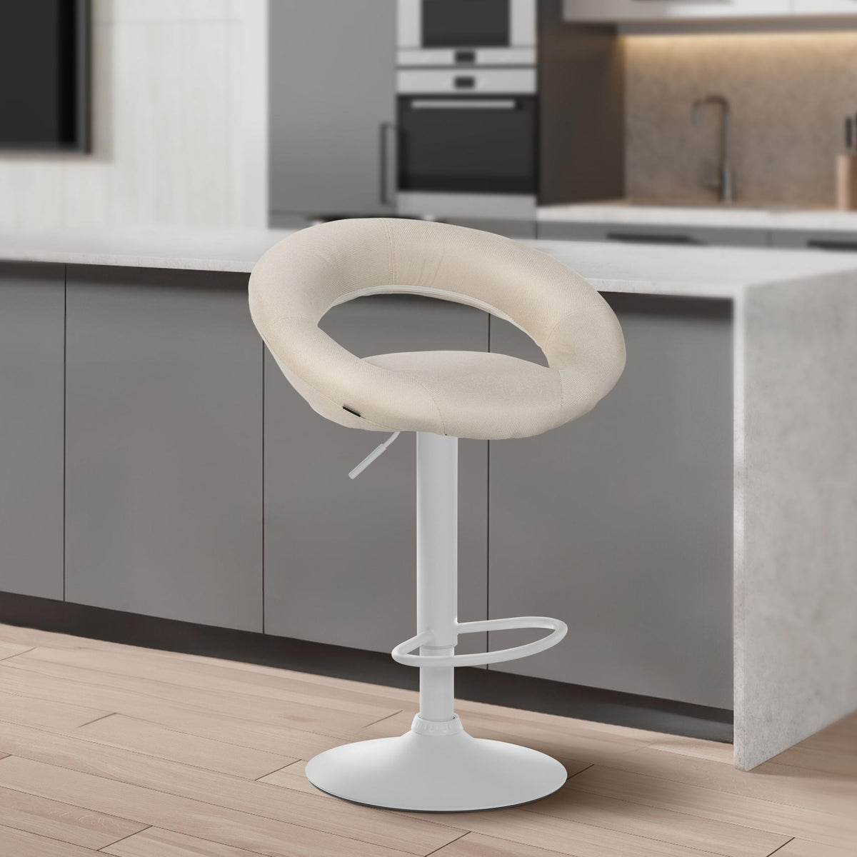 Barhocker Olinda Stoff weiß – Ansicht 3
