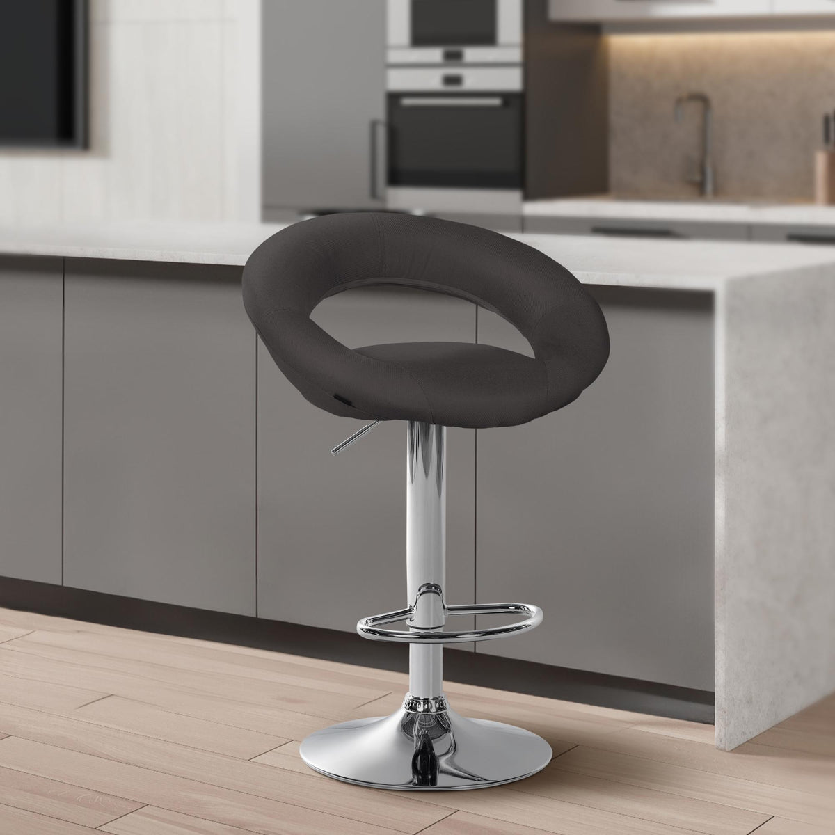 2er Set Barhocker Olinda Stoff Chrom – Ansicht 10