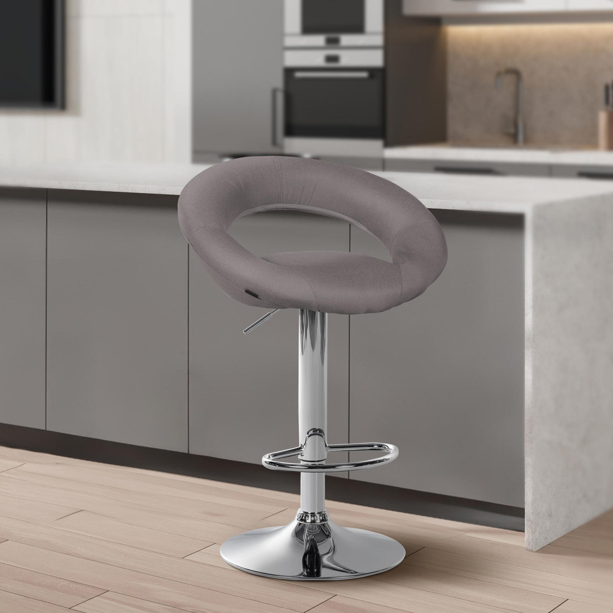 2er Set Barhocker Olinda Stoff Chrom – Ansicht 3