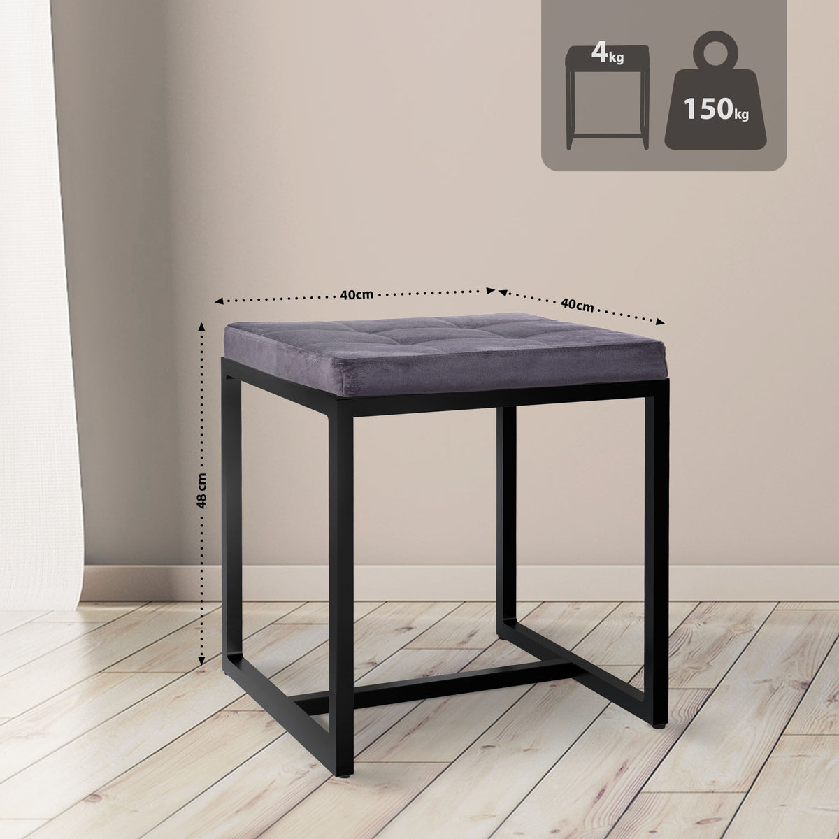 Sitzhocker Barci B Samt – Ansicht 2