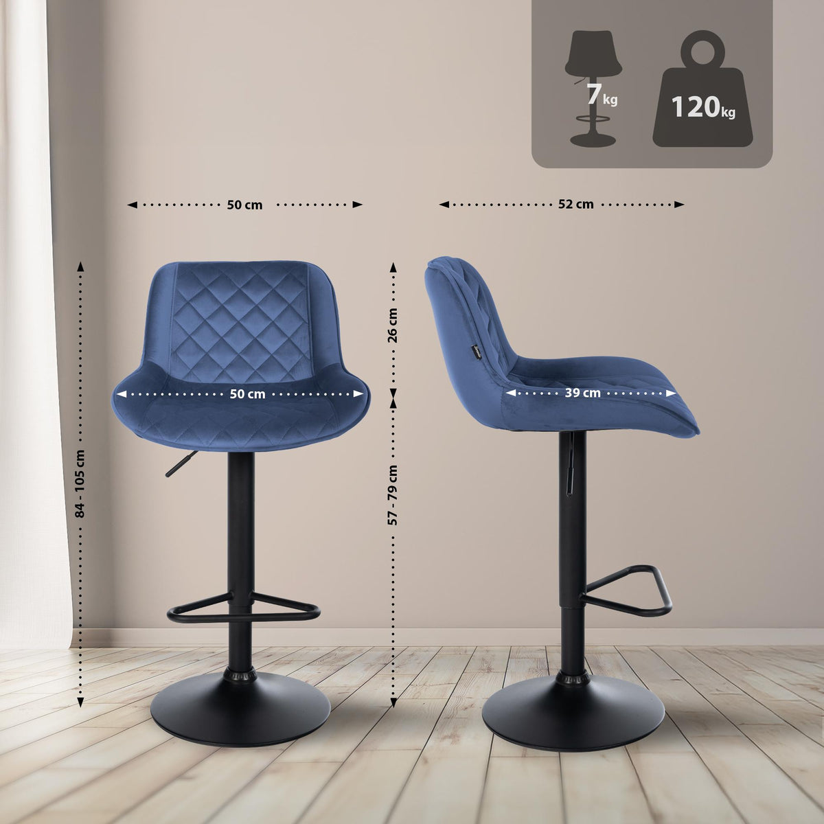 Barhocker Kasson Samt – Ansicht 2