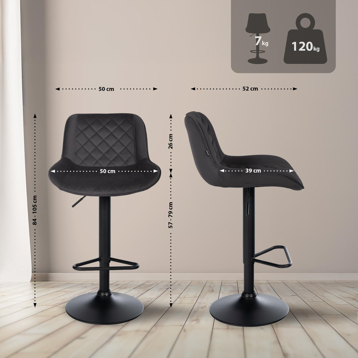 Barhocker Kasson Samt – Ansicht 10