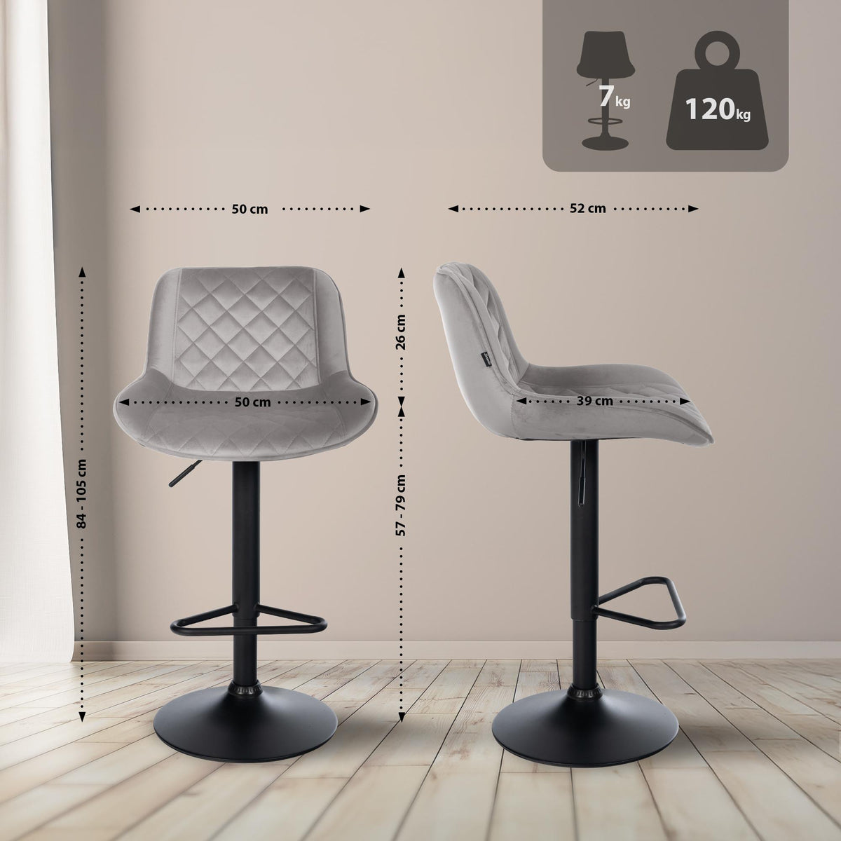 Barhocker Kasson Samt – Ansicht 18