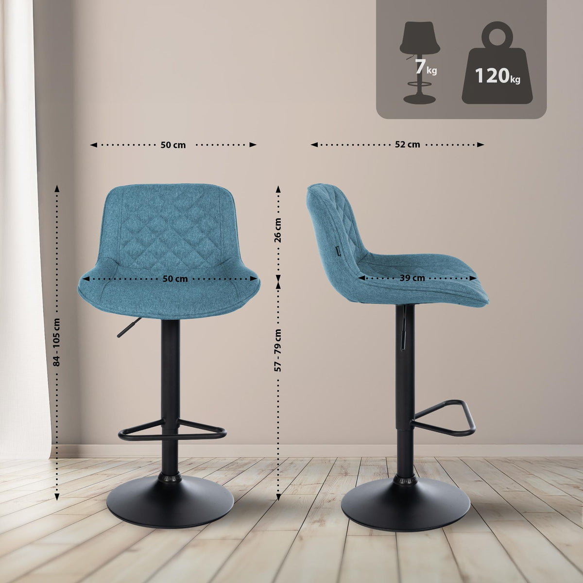 Barhocker Kasson Stoff – Ansicht 2