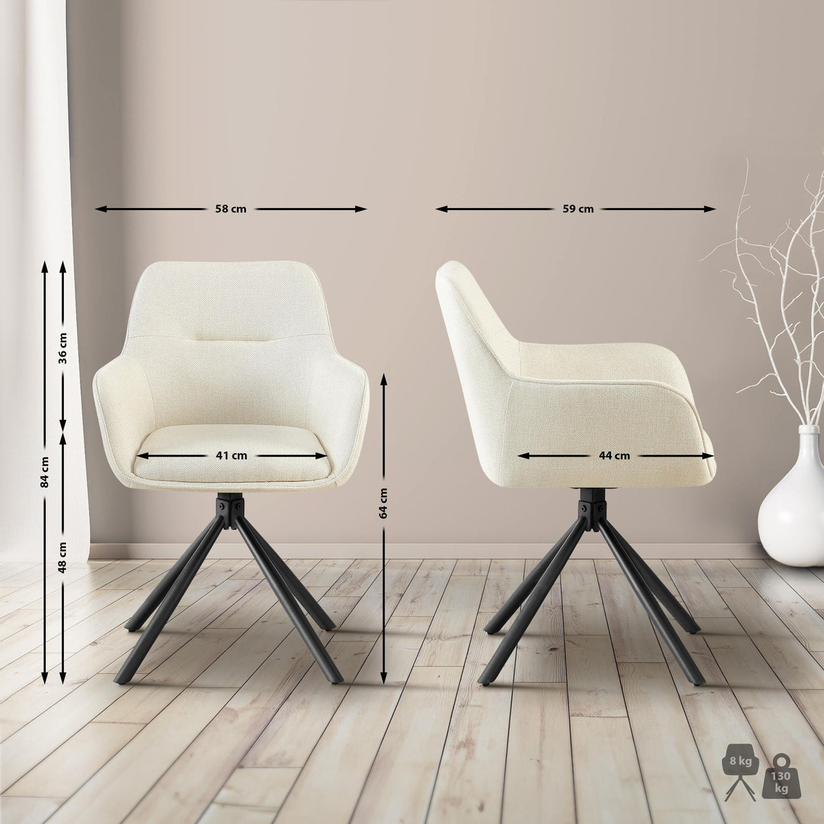 2er Set Stuhl Tipton Stoff – Ansicht 2