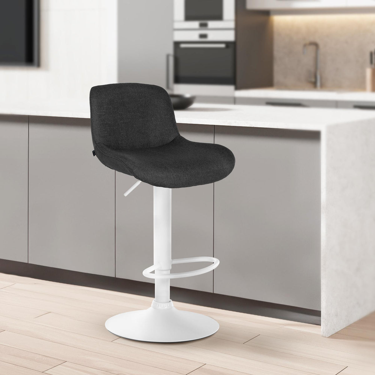 2er Set Barhocker Solon Weiß Samt – Ansicht 10