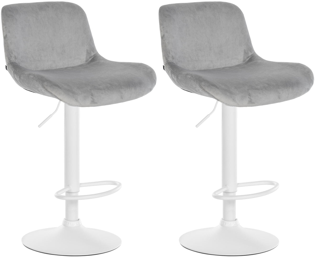 2er Set Barhocker Solon Weiß Samt – Ansicht 15