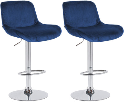 2er Set Barhocker Solon Chrom Samt