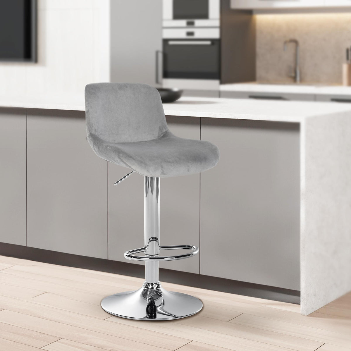2er Set Barhocker Solon Chrom Samt – Ansicht 17
