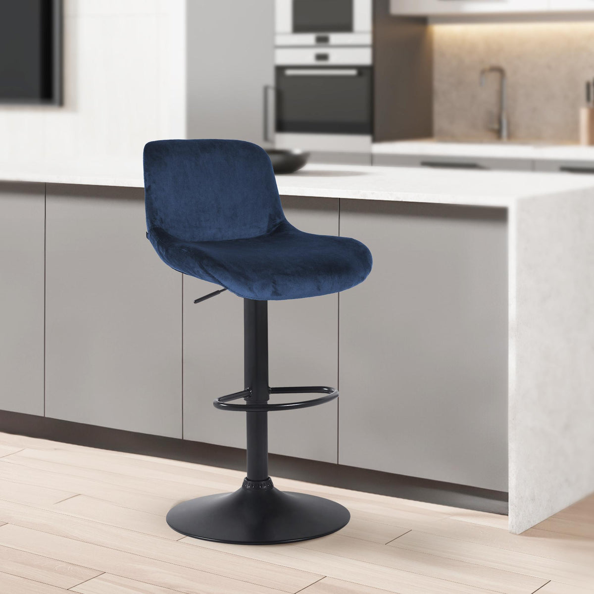 2er Set Barhocker Solon Schwarz Samt – Ansicht 3