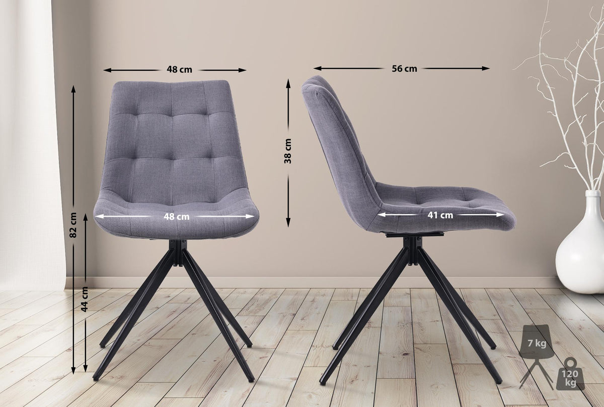 2er Set Esszimmerstuhl Merna Stoff – Ansicht 2
