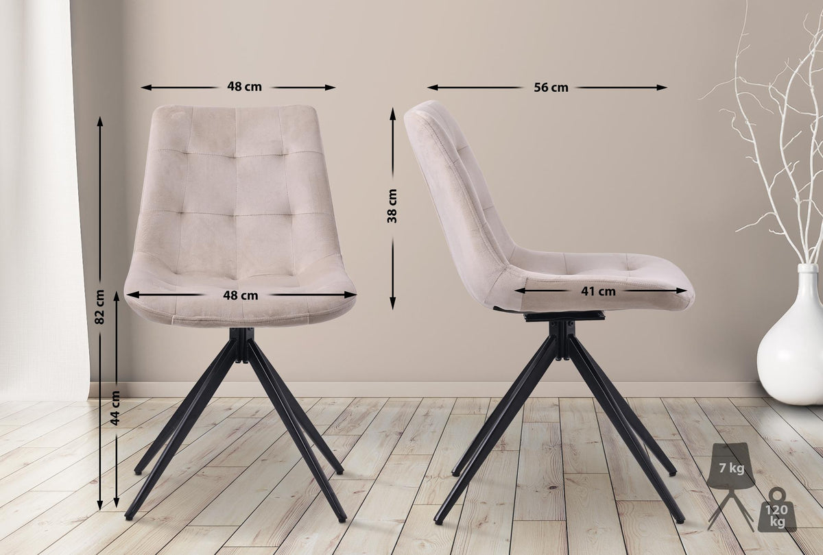 2er Set Esszimmerstuhl Merna Samt – Ansicht 2