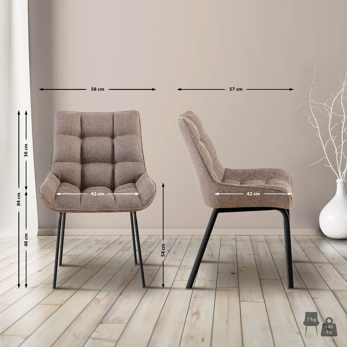 2er Set Stuhl Saranda Stoff schwarz – Ansicht 9