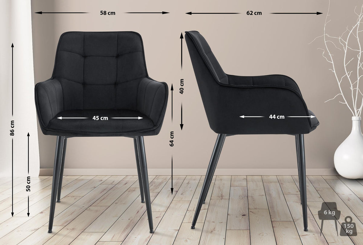 2er Set Esszimmerstuhl Ferndale Samt – Ansicht 2
