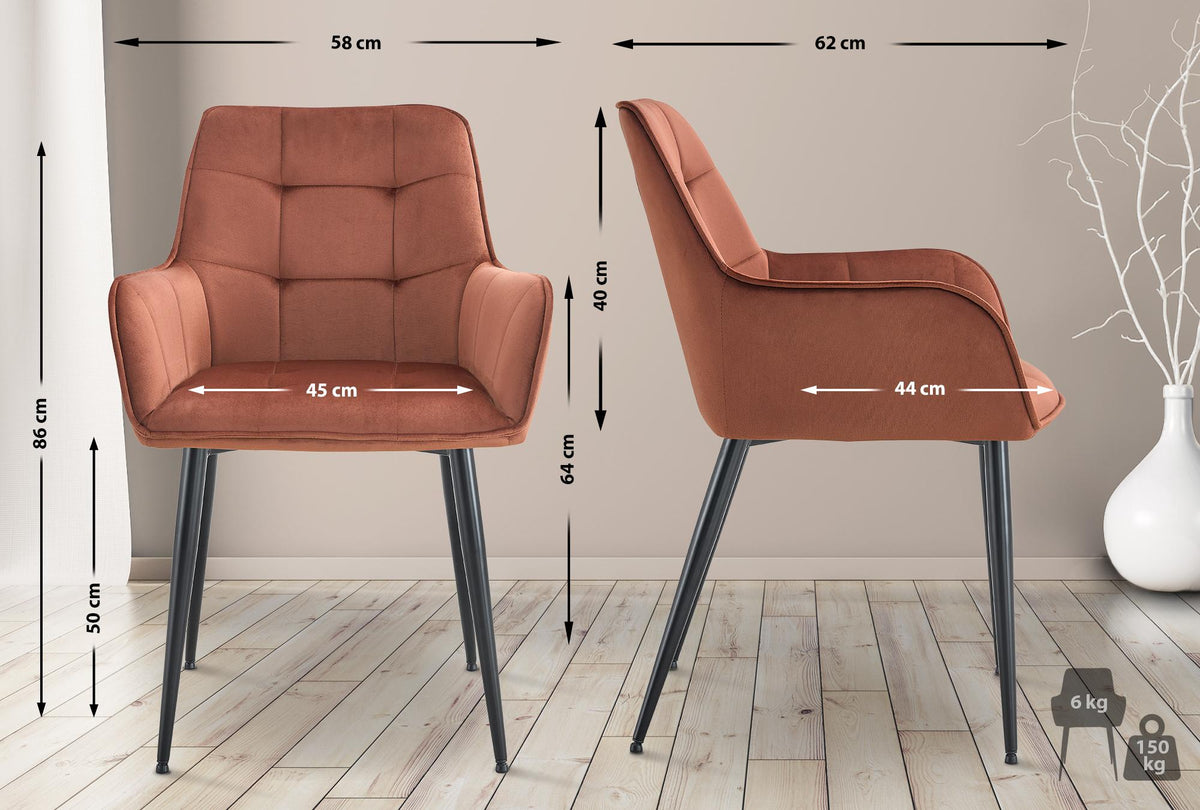 2er Set Esszimmerstuhl Ferndale Samt – Ansicht 16