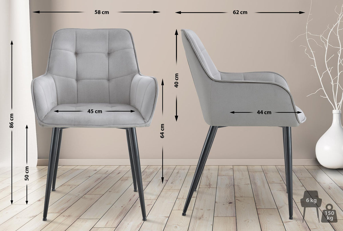 2er Set Esszimmerstuhl Ferndale Samt – Ansicht 9