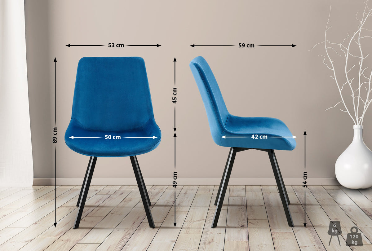 2er Set Esszimmerstuhl Lewes Samt – Ansicht 2