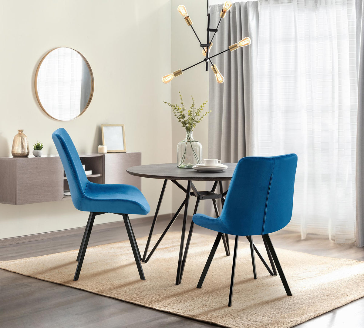 2er Set Esszimmerstuhl Lewes Samt – Ansicht 3