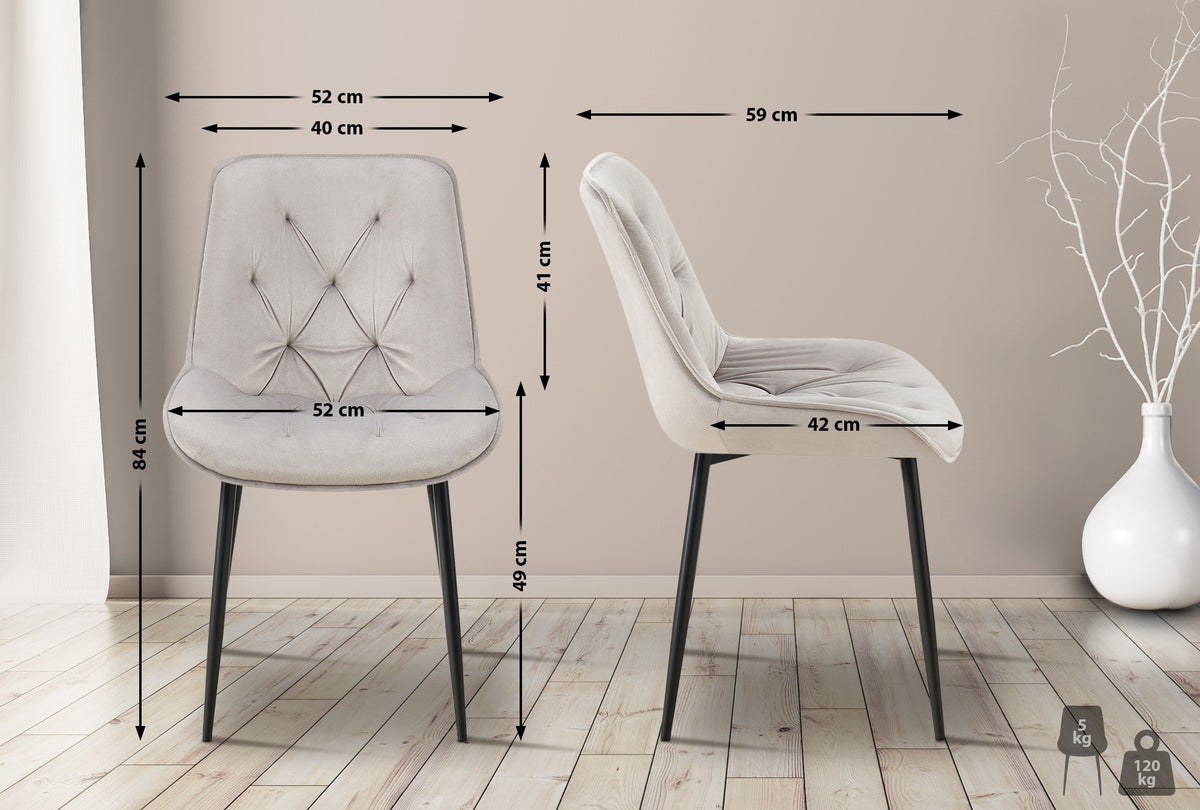 2er Set Esszimmerstuhl Wallace Samt – Ansicht 2
