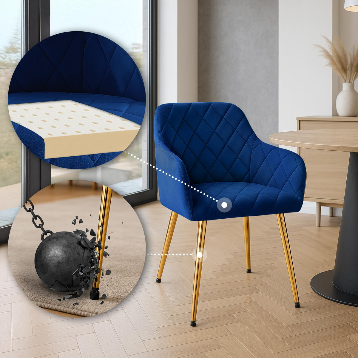 2er Set Esszimmerstuhl Monett Samt G – Ansicht 4