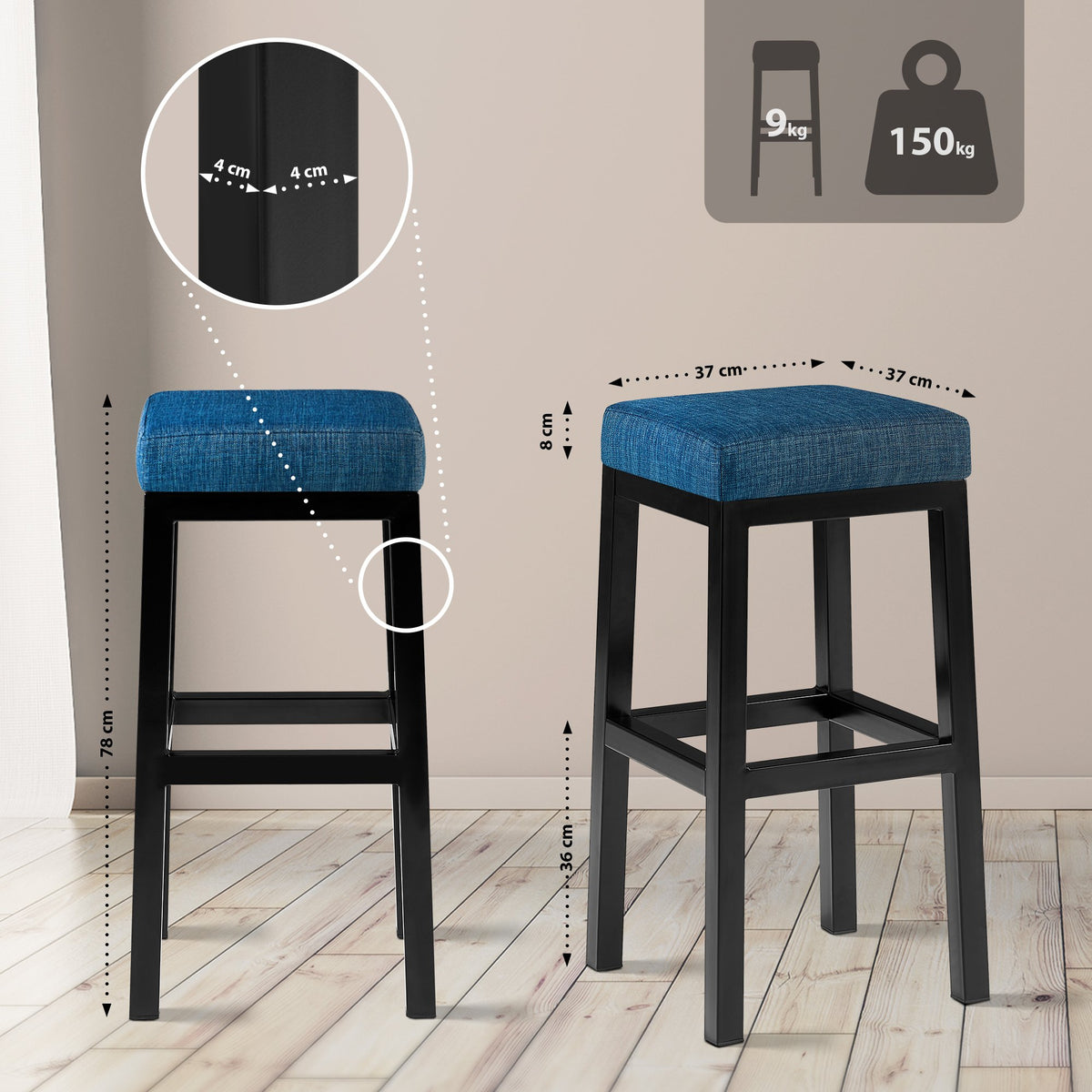 Barhocker Taylor B80 Stoff – Ansicht 2