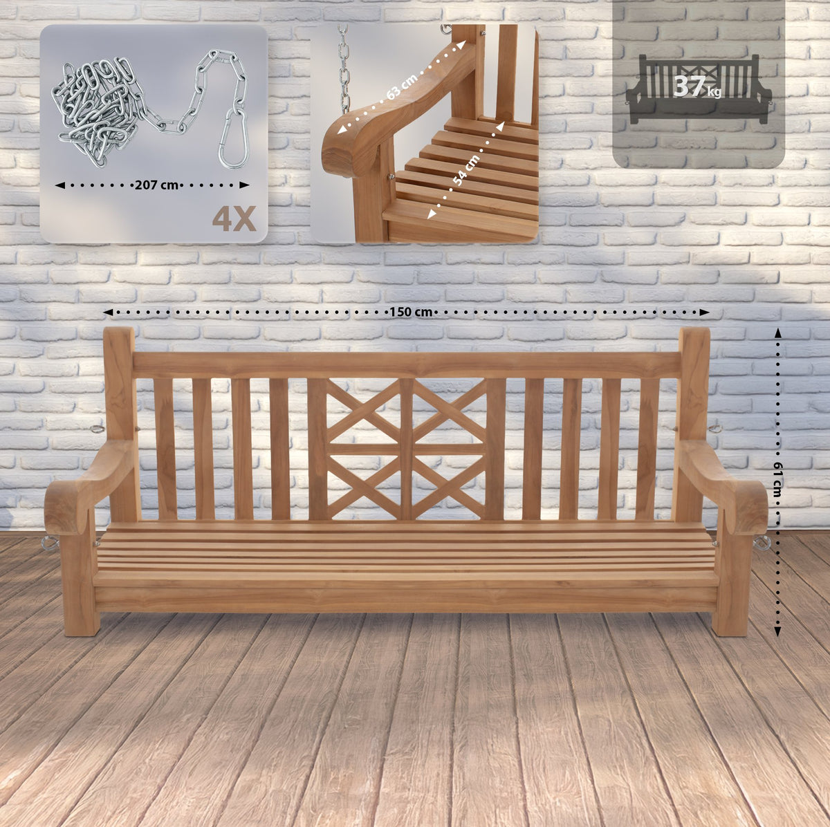 Schaukelbank Farm 150 cm – Ansicht 2