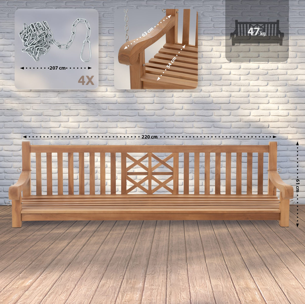 Schaukelbank Farm 220 cm – Ansicht 2