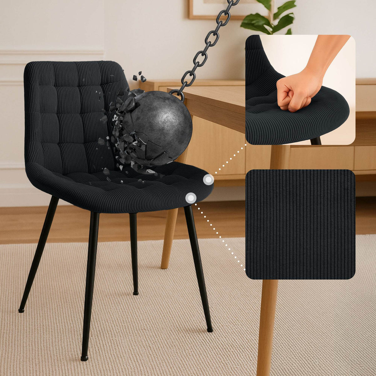 Esszimmerstuhl Sardna Cord – Ansicht 4