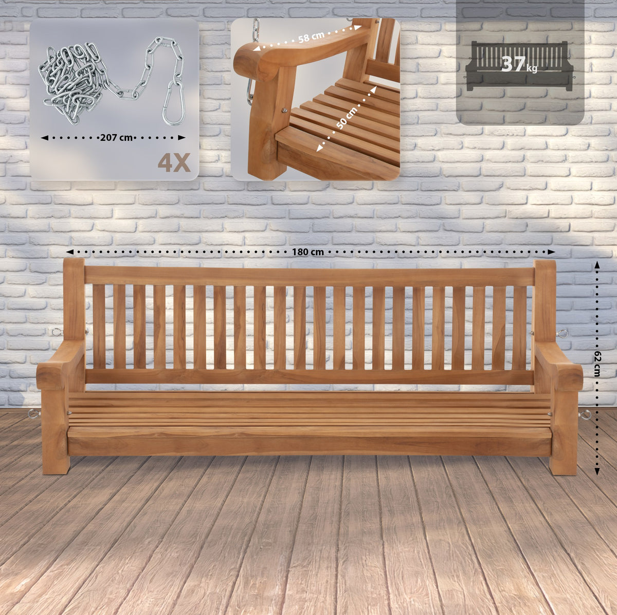 Schaukelbank Joyce 180 cm – Ansicht 2