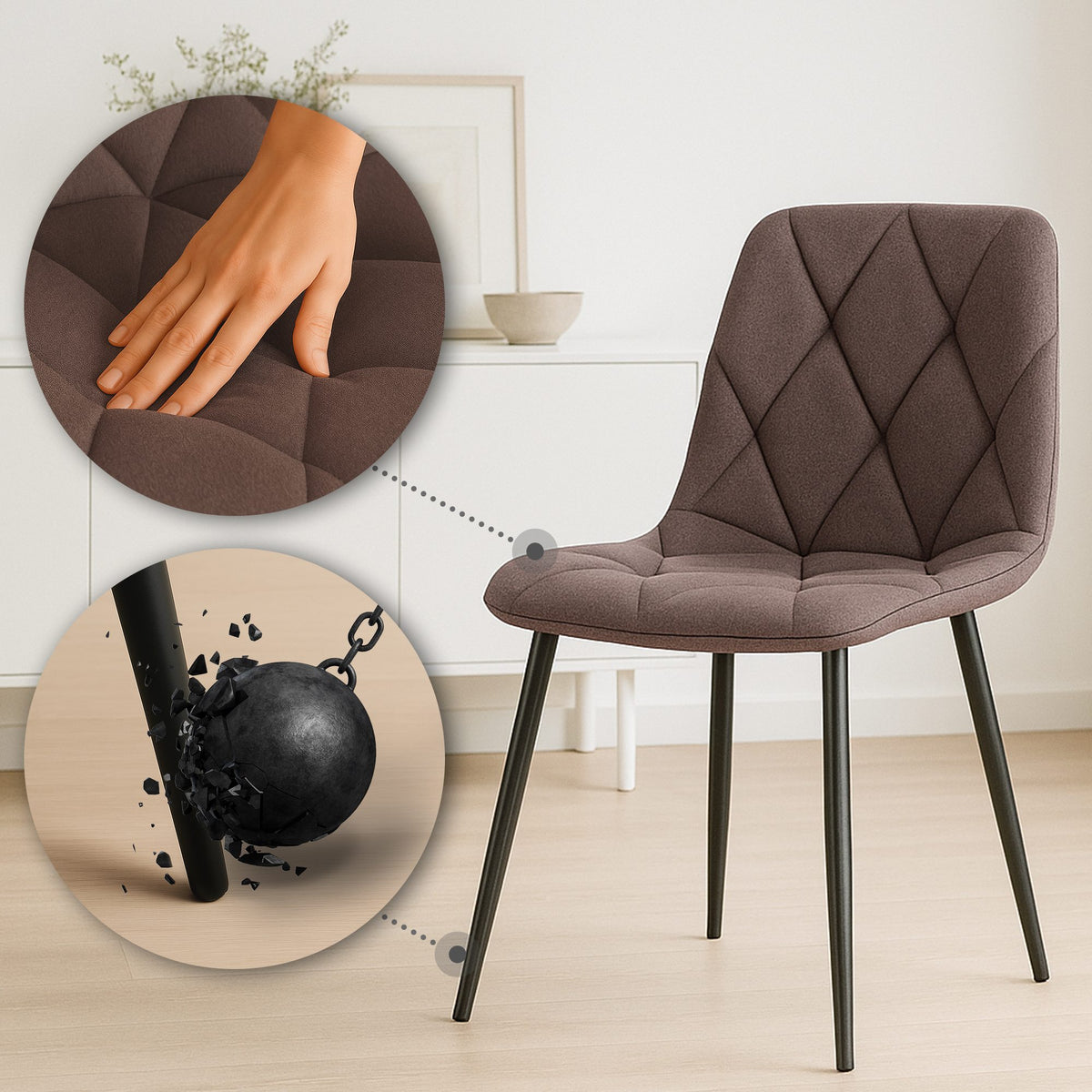2er Set Esszimmerstuhl Clairton Stoff – Ansicht 4