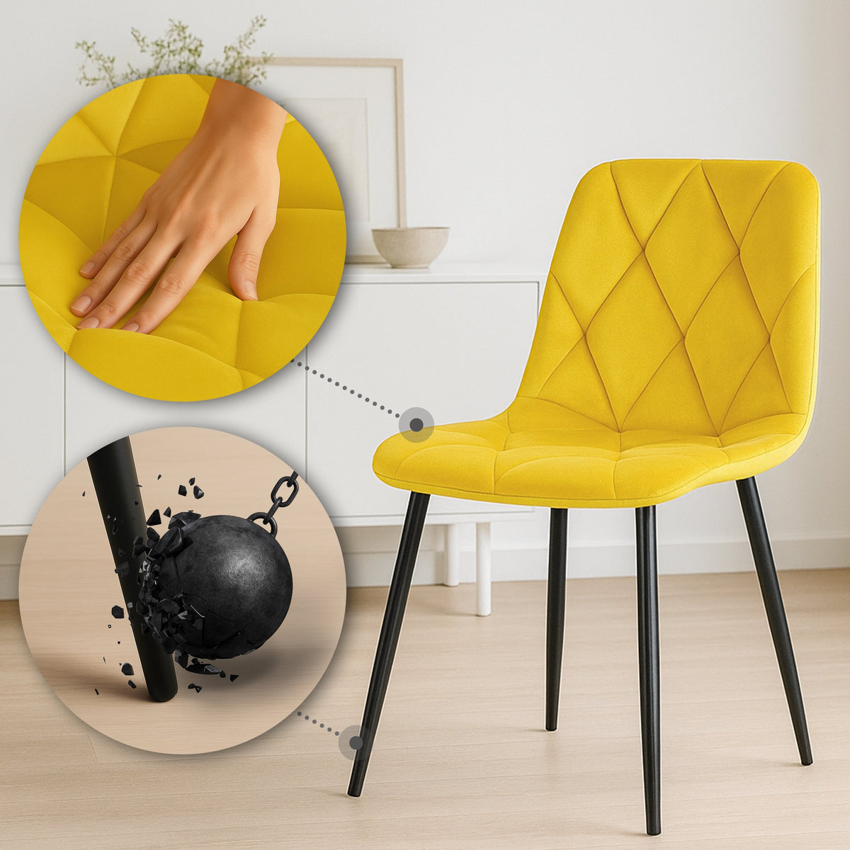 2er Set Esszimmerstuhl Clairton Samt – Ansicht 4