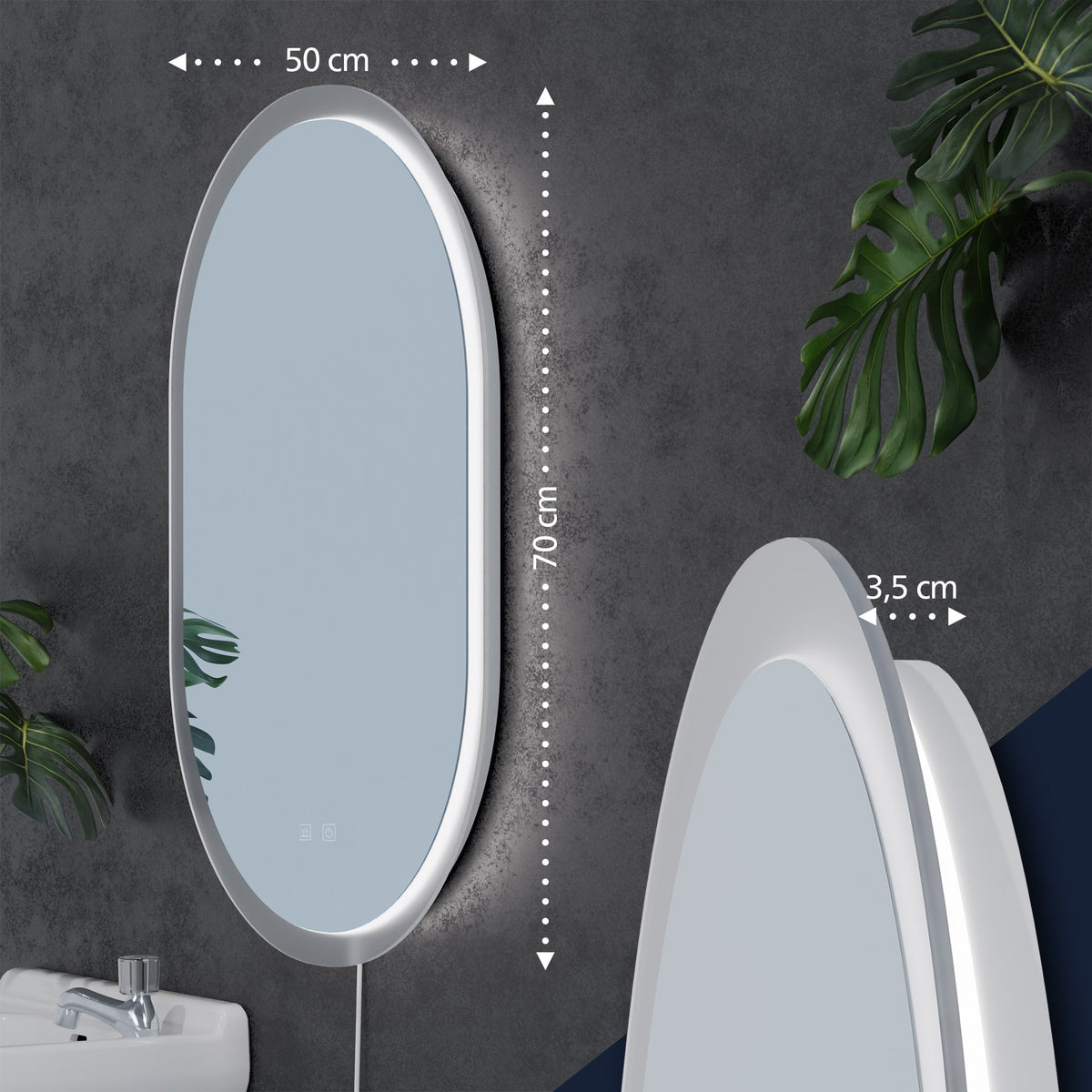 Badspiegel Karishma 70x50 ohne Bluetooth – Ansicht 2