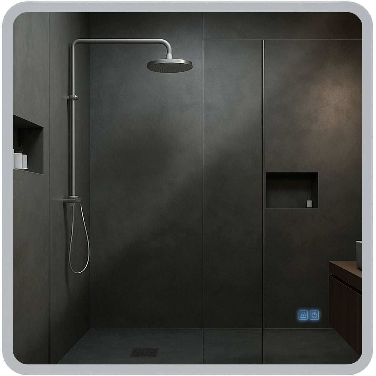 Badspiegel Jericho 80x80 mit Bluetooth – Ansicht 6