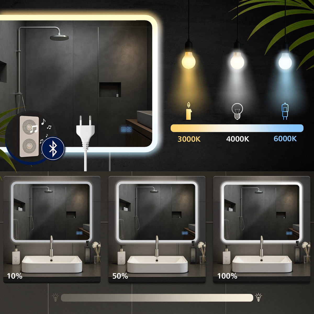 Badspiegel Jericho 60x80 mit Bluetooth – Ansicht 4